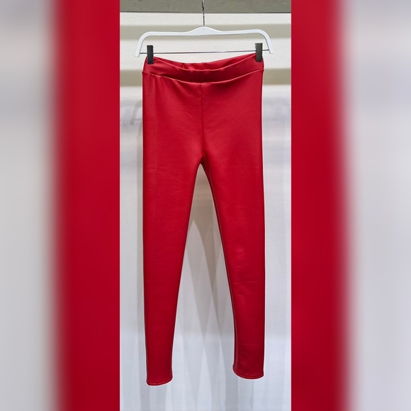 Venti6 Pants - (50228-RED) PU COATED LEGGINGS